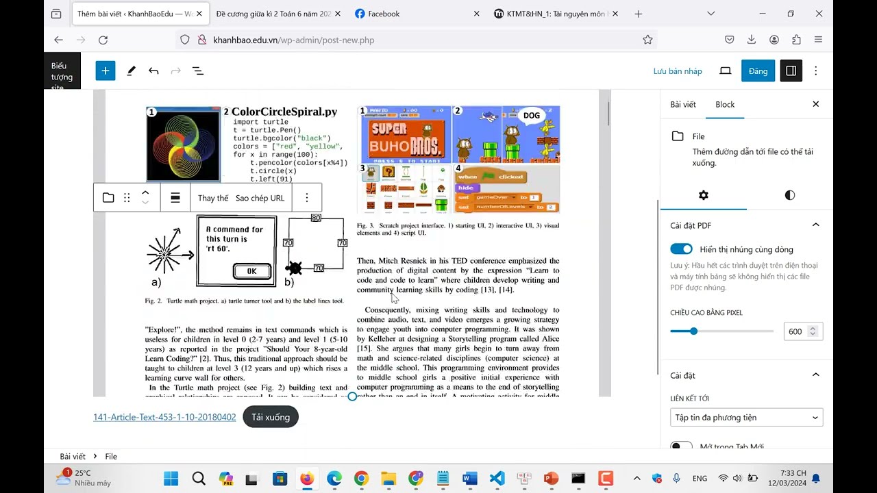 Wordpress th&ecirc;m pdf viewer trong b&agrave;i viết