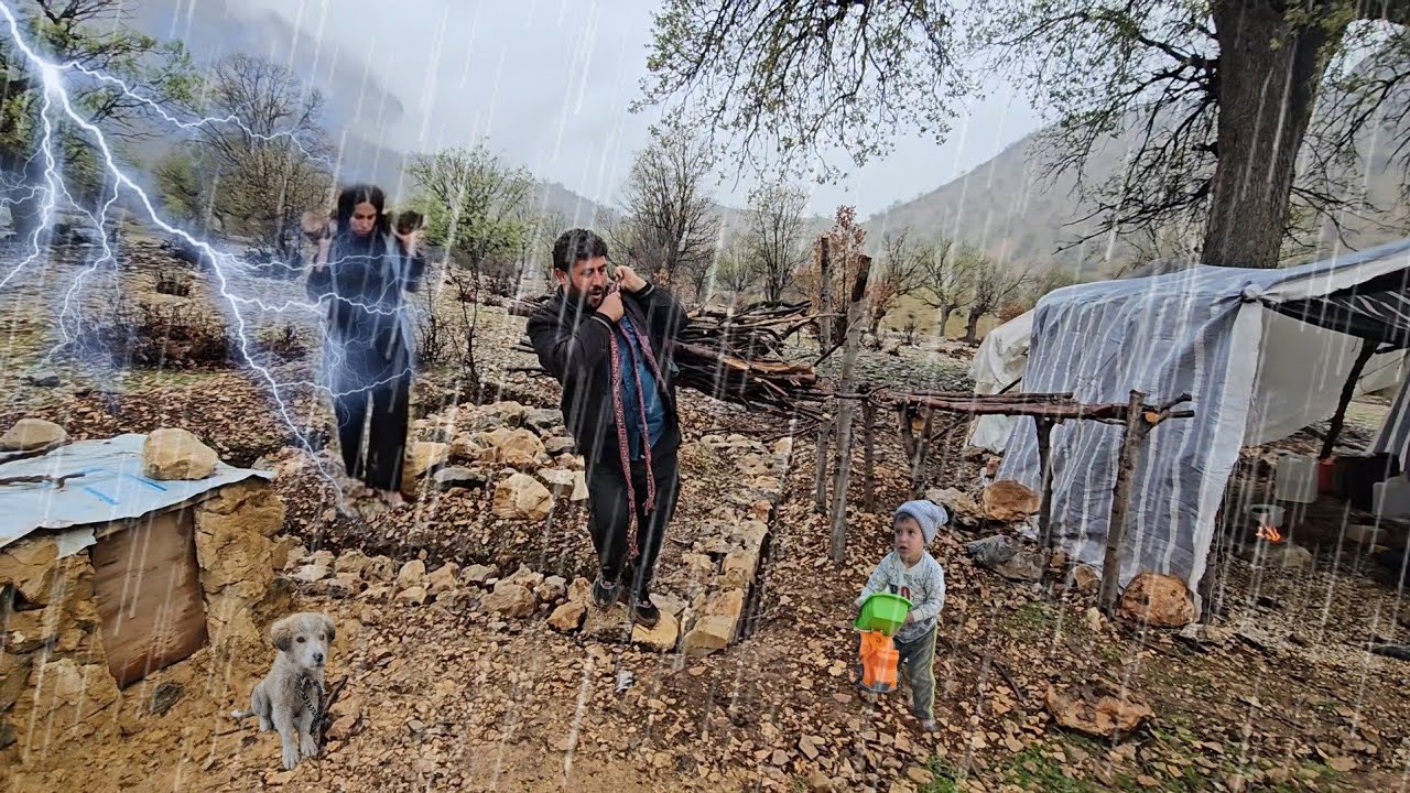 Nomadic life in the rain | From collecting stones and firewood to fighting the cold