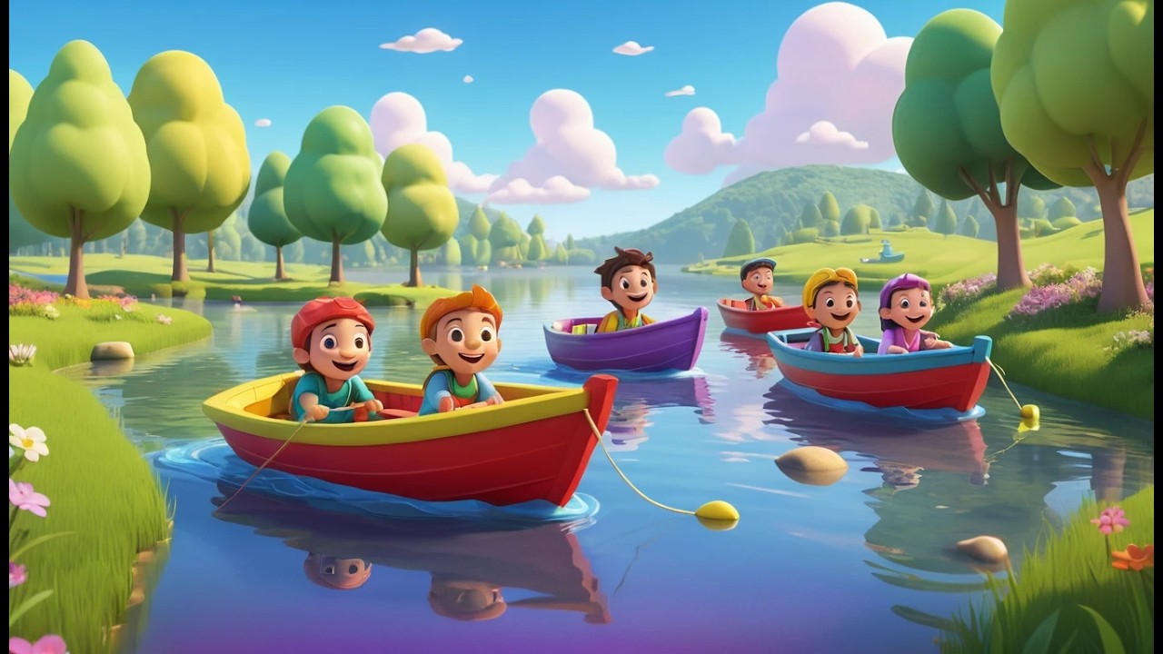 Five Little Boats Row Row Row | Ocean Adventure & Water Songs for Kids
