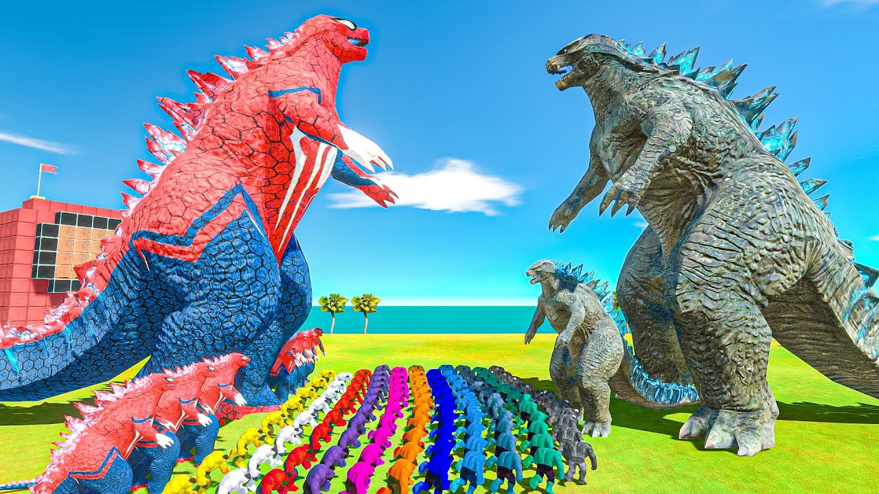 Spider Godzilla revolt battle with multicolor Huk vs Godzilla 2014
