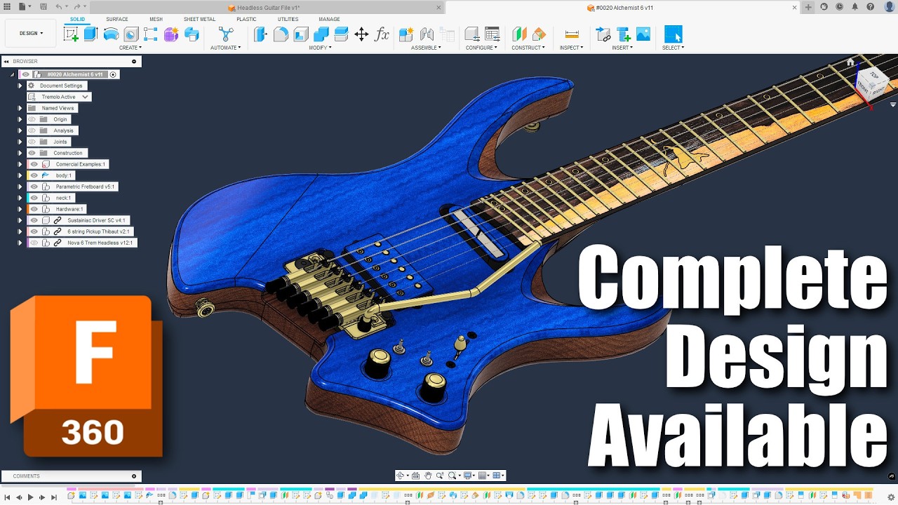 How to 3D Model a Guitar - Advanced Fusion360 Tutorial
