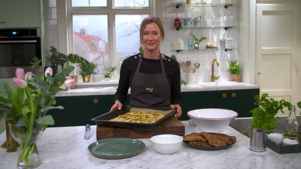 Kökets middag: Schnitzel med pommes och örtkräm - Köket
