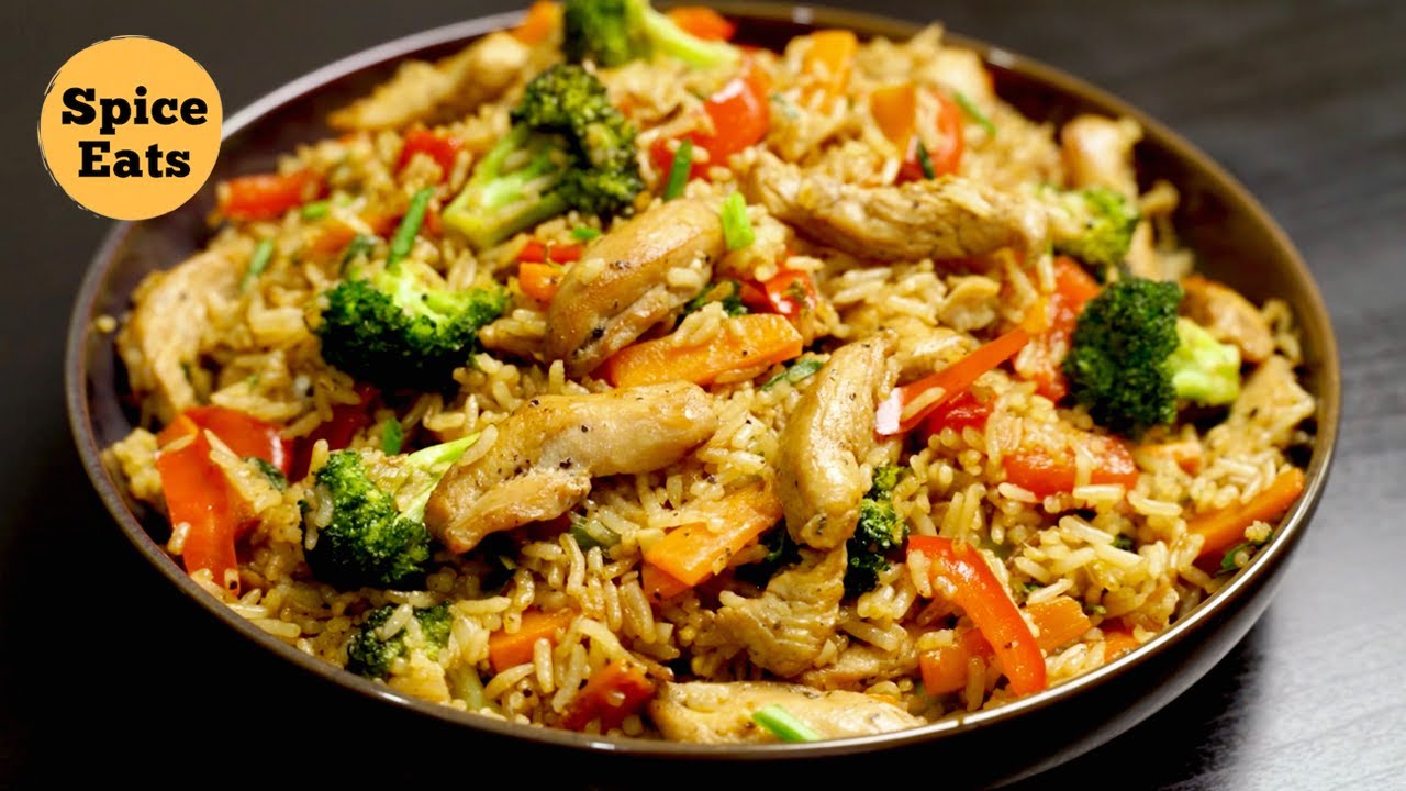 STIR FRY CHICKEN RICE | STIR FRY CHICKEN RICE WITH VEGETABLES | FRIED RICE