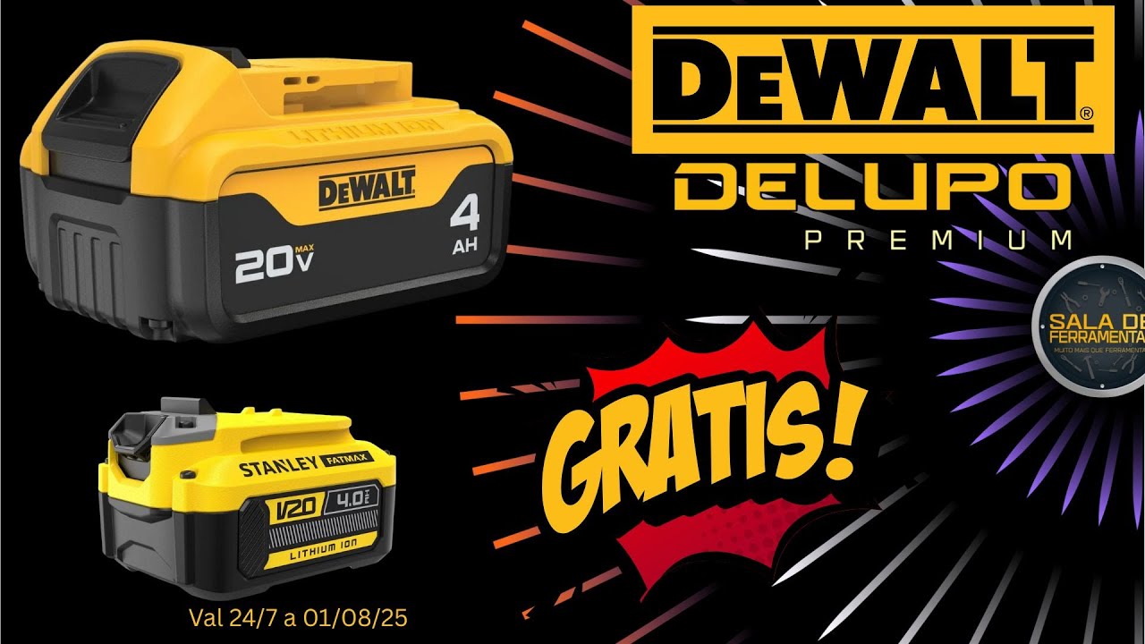 A PROMO&Ccedil;&Atilde;O BATERIA GR&Aacute;TIS DA DELUPO DEWALT VOLTOU! Veja o video e aproveite. #delupo