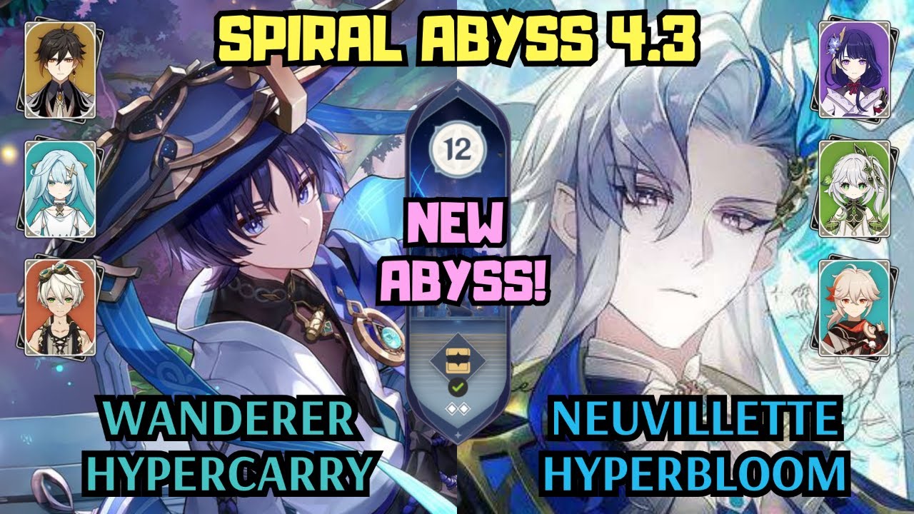 C0 Wanderer Hypercarry & C0 Neuvillette Hyperbloom | 4.3 Spiral Abyss Floor 12 | Genshin Impact