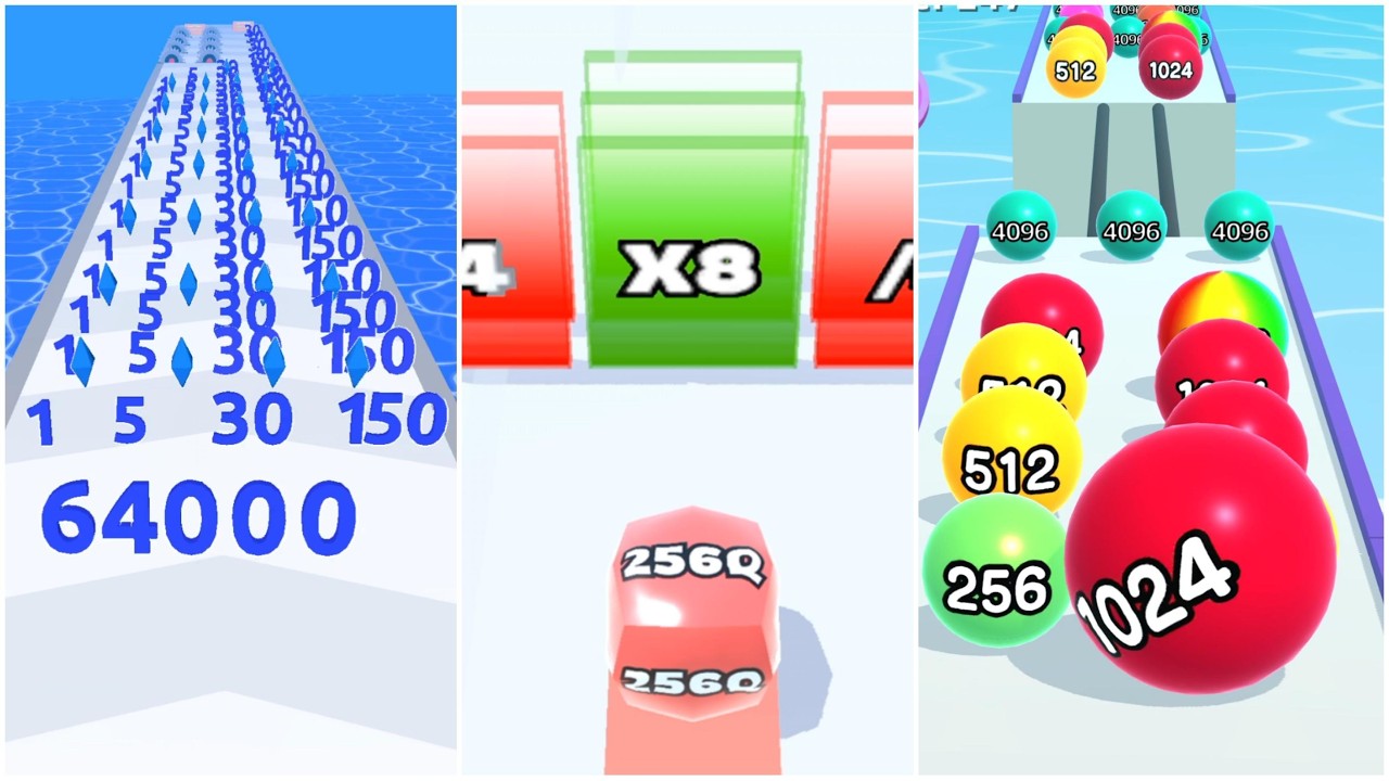 Jelly Run 2048 vs Ball Run 2048 vs Number Run 🔥 4096e vs 512A vs 133K INSANE Record!