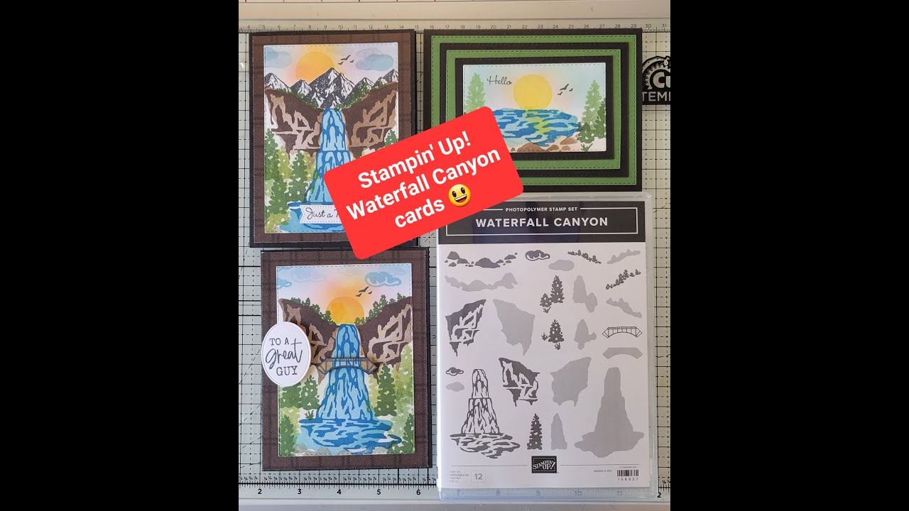 Waterfall Canyon Tutorial & Cards #StampinUp #WaterfallCanyon - See all dimensions & Supplies below