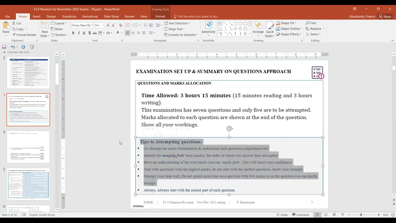 REVISION SESSION: F2 4 Taxation V