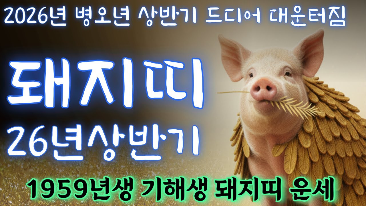 기해생 돼지띠운세🎊2026년 상반기 신년운세 하늘이 도와주는 복이 많은 사람 금전문이 열리기 시작했습니다🔥병오년 운세 1959년생 운세 59년생 돼지띠59년생2026년운세
