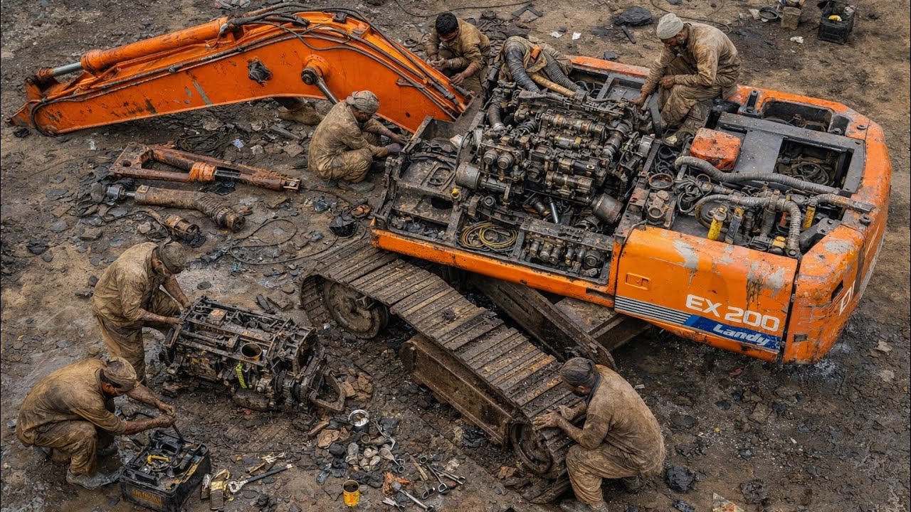 Damaged Excavator Repairing How to repair damaged excavator Full Restoration Process By Expert man