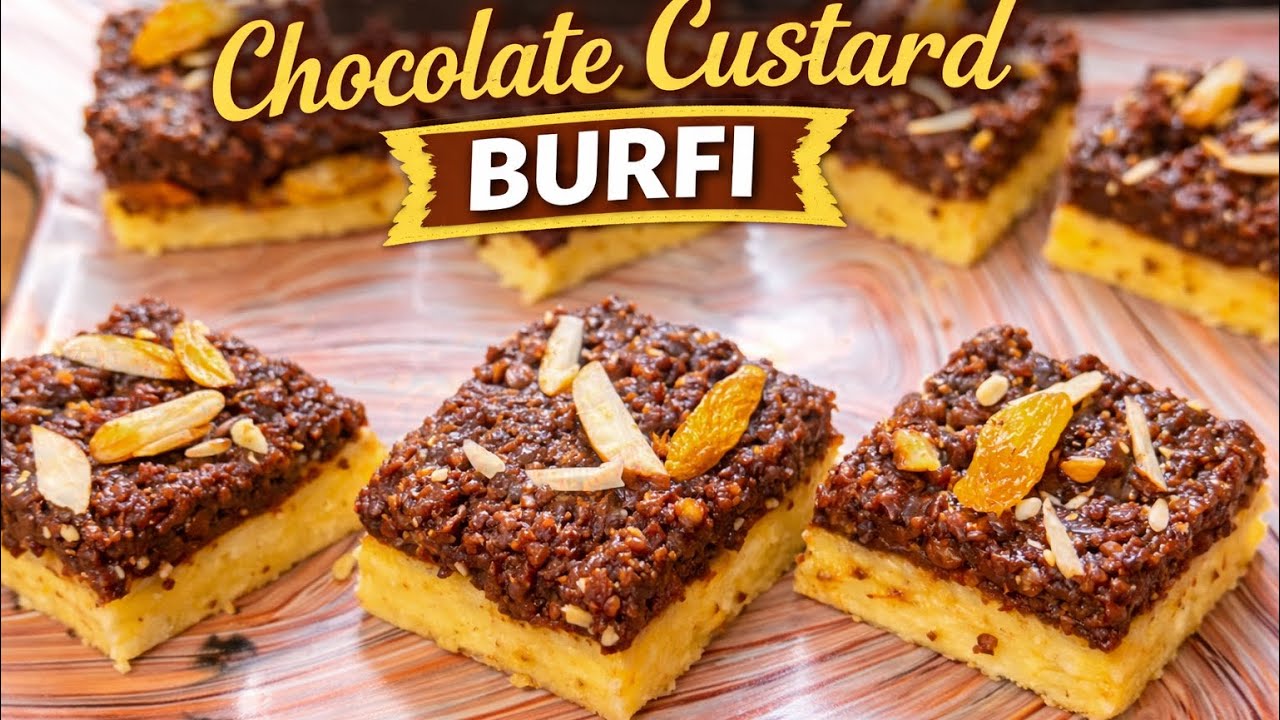 घर पर बनाएं Custard Chocolate Burfi | Simple & Tasty Sweet Recipe