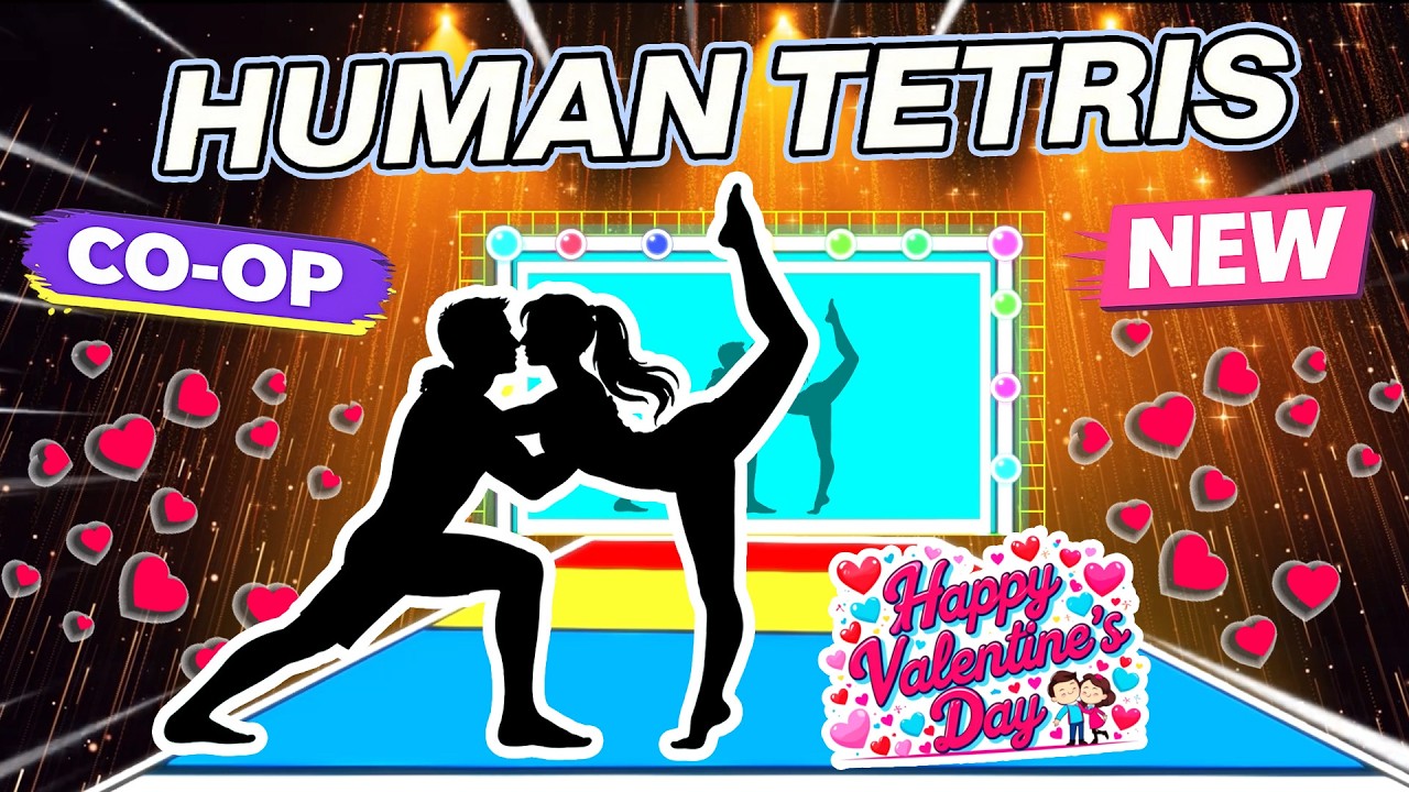 HUMAN TETRIS CO-OP 2 Player | Immersive Interactive Warm Up | Valentine Version Part 2