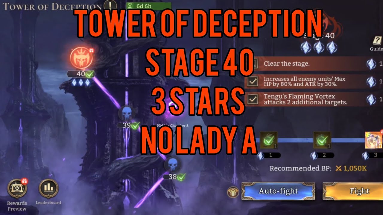 Tower of Deception |Stage 40 3 stars|No Lady Alex| Watcher of Realms