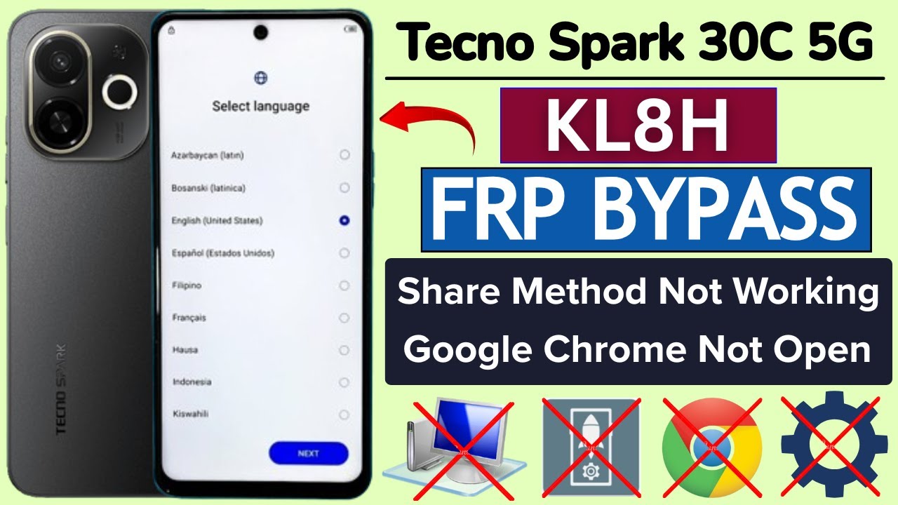Tecno Spark 30C 5G Frp Bypass/Unlock - Without Pc | Share Not Working | Google Chrome Not Open