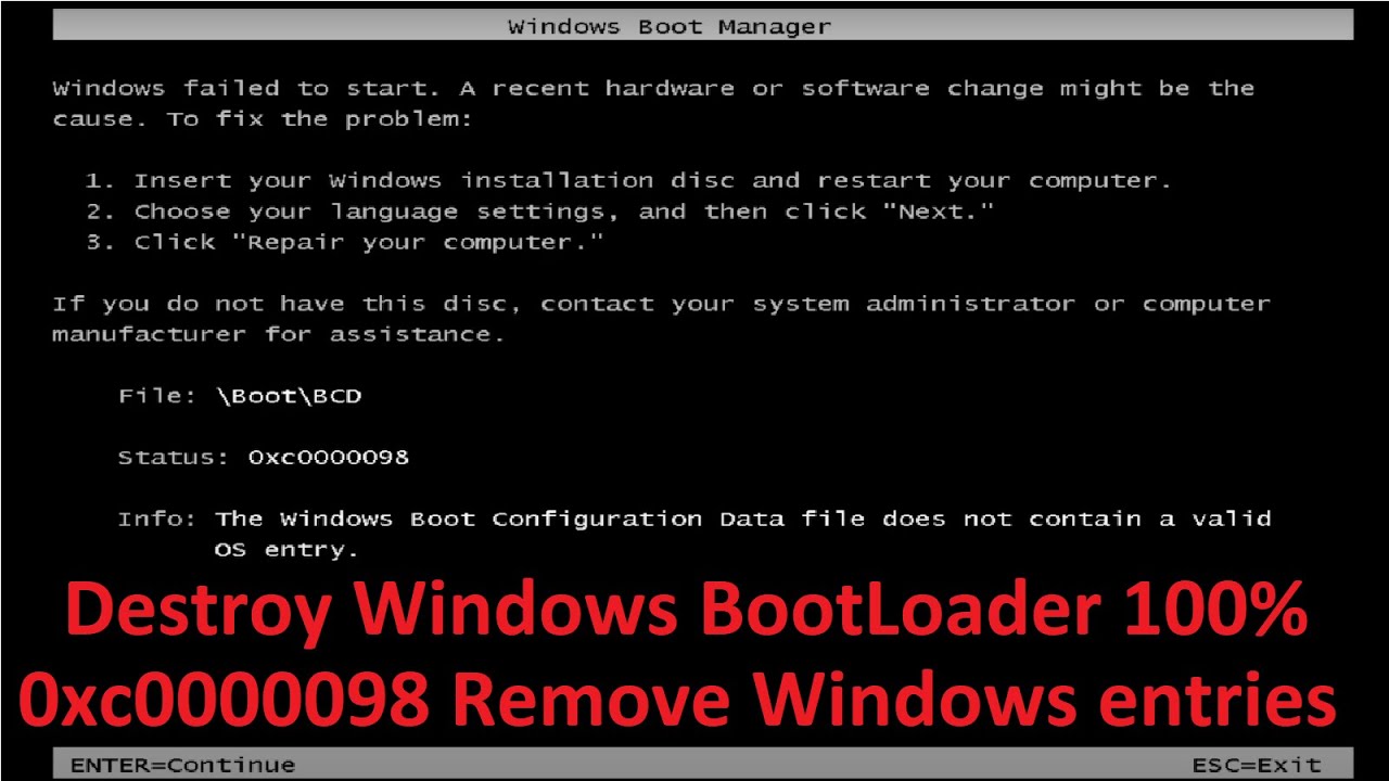 Windows BootLoader Damage  Simple Command Line tool.