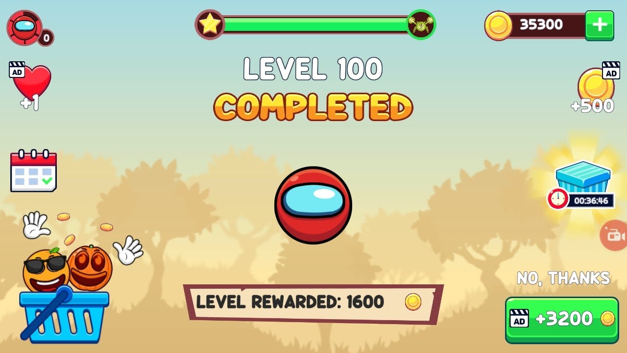 RED BALL 5 - Ganhamos a Bola Among Us - Chegamos no level 100 ( game play)