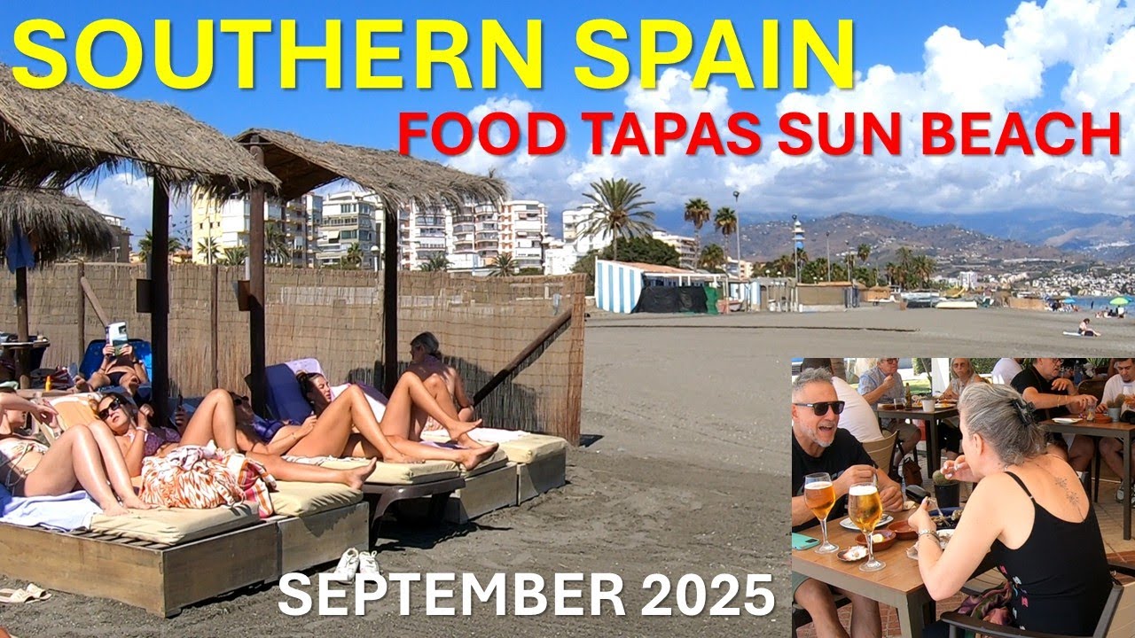 Torre del Mar, Spain, Street Food, Tapas and Beach Walk, Malaga, Costa del Sol, September 2025