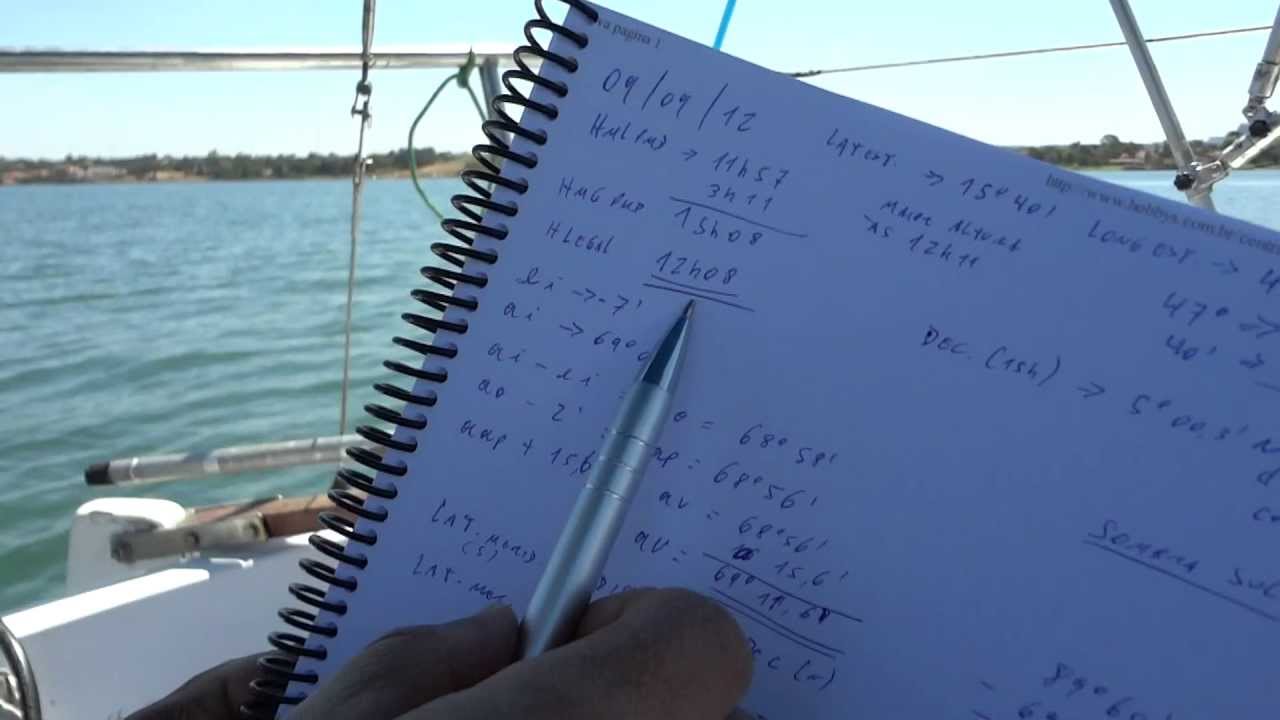 Cálculo das coordenadas com uso do sextante