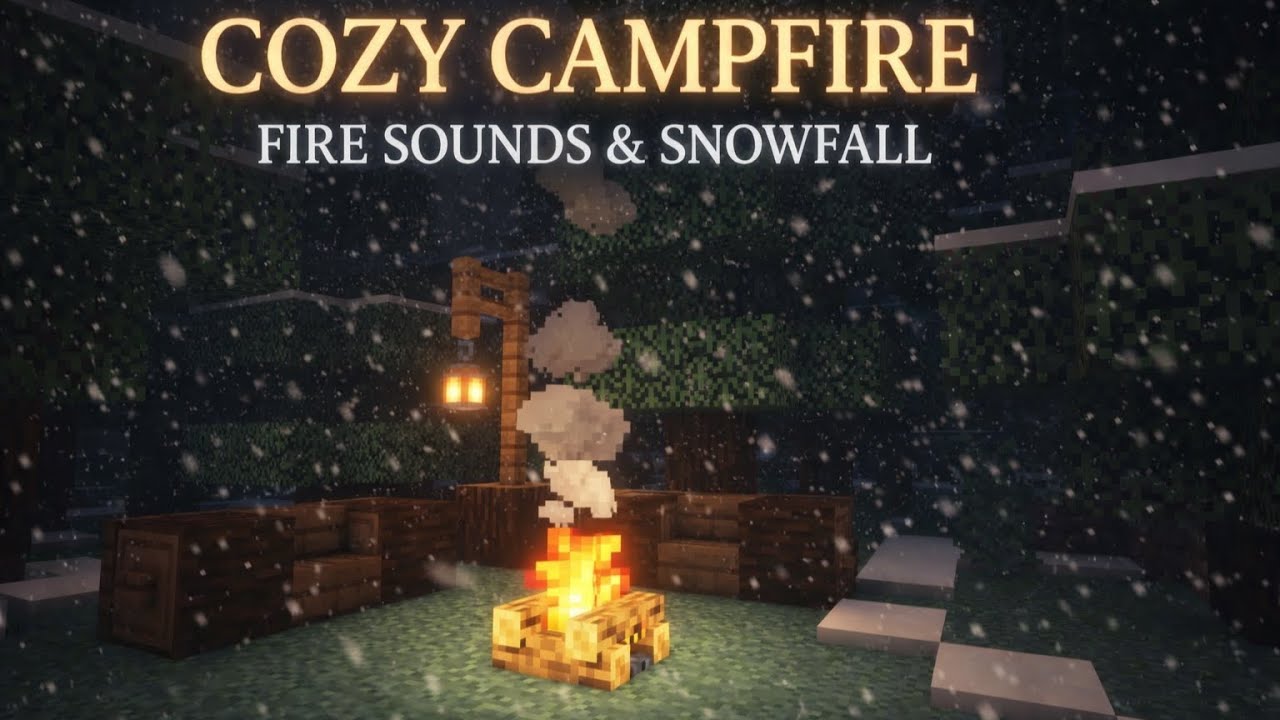 Cozy Campfire in a Winter Forest ❄️🔥 | Minecraft ASMR • Fire & Snow Sounds