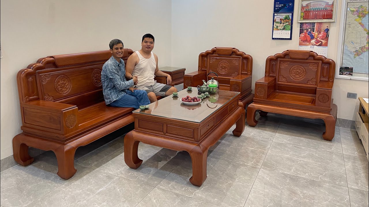 Bộ ghế Triện Tranh - 5 món gỗ Hương Mexico | Đồ Gỗ Ngọc Bích