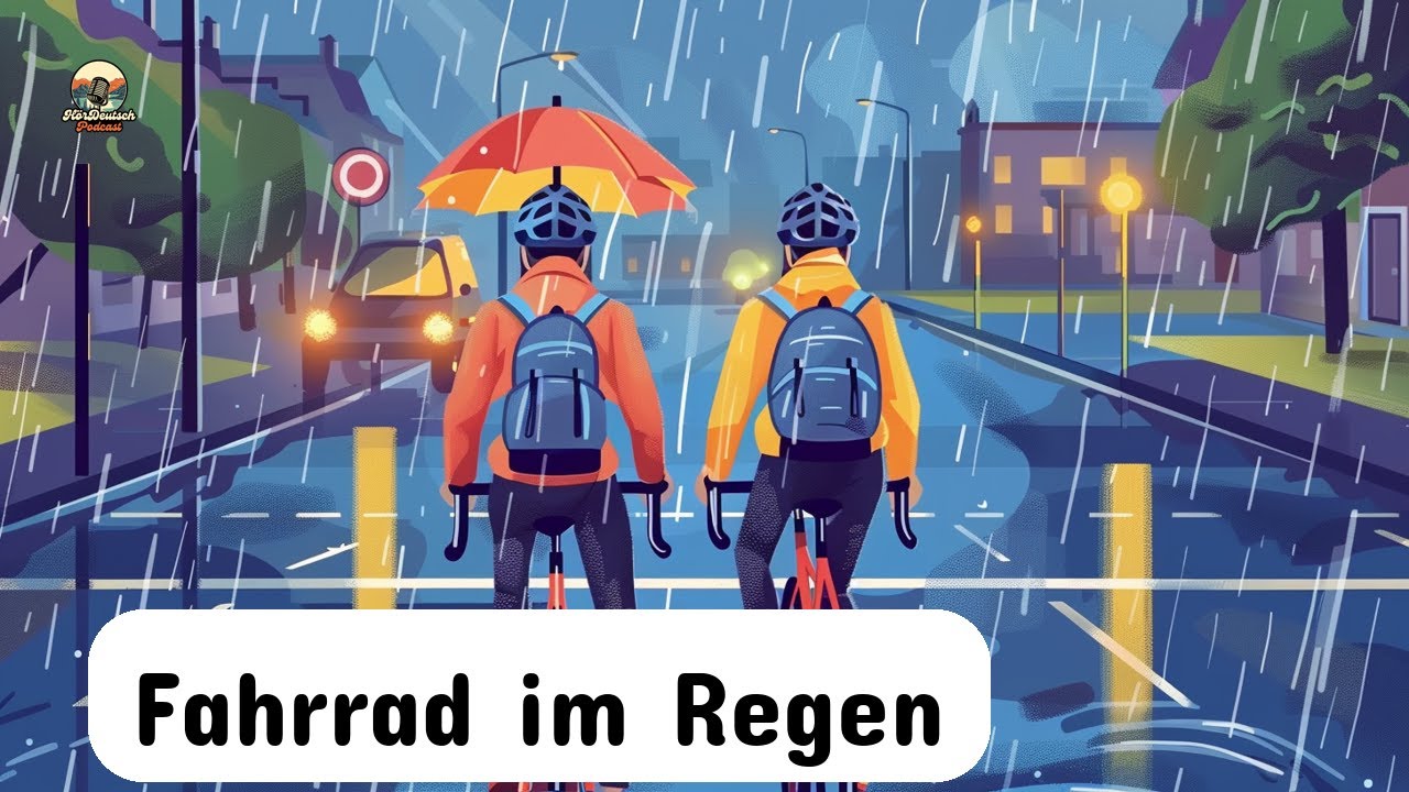Deutsch lernen: Mit dem Fahrrad im Regen