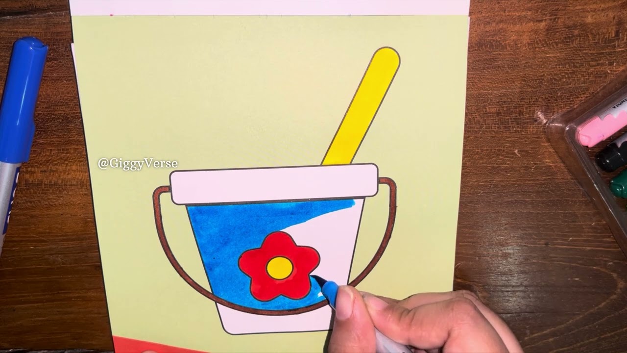 Coloring Fun | Bucket🪣 |  Learning Color Names | Relaxing Coloring for Kids & Adults | GiggyVerse