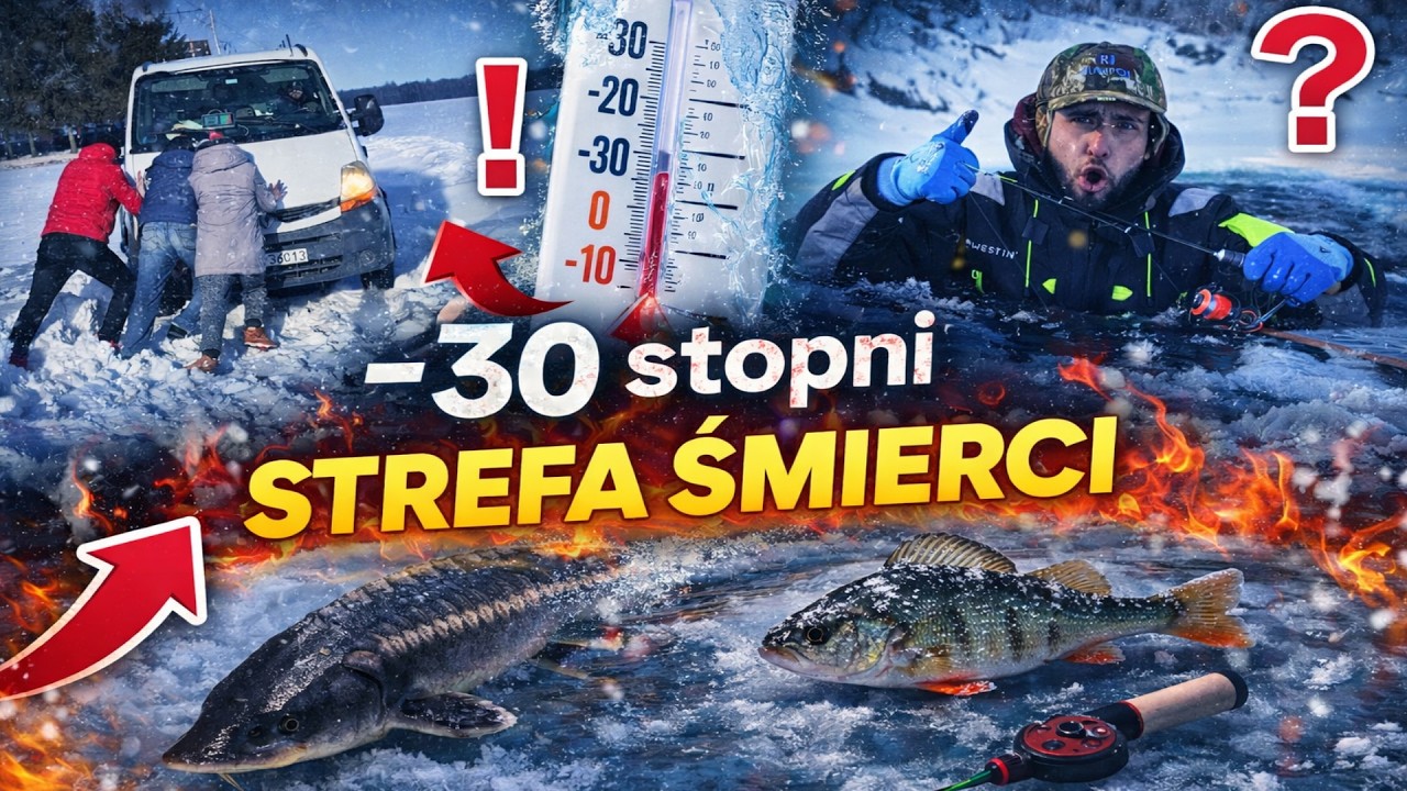 -30* NOCKA NA LODZIE, LÓD PĘKŁ I WPADŁEM DO WODY!