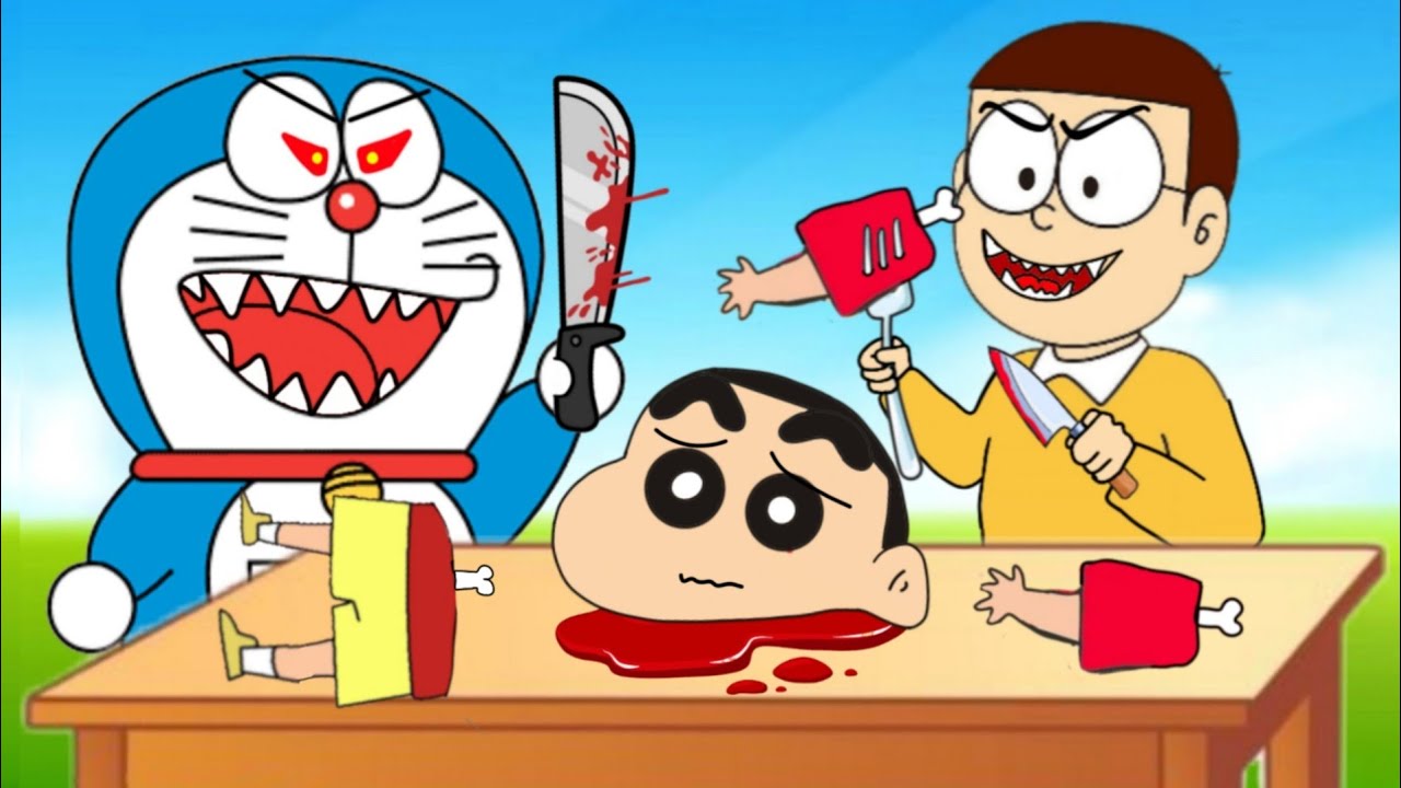 Doraemon & Nobita Eat Shinchan Body Parts 😱😱 | Shinchan And Nobita Game | Funny Game