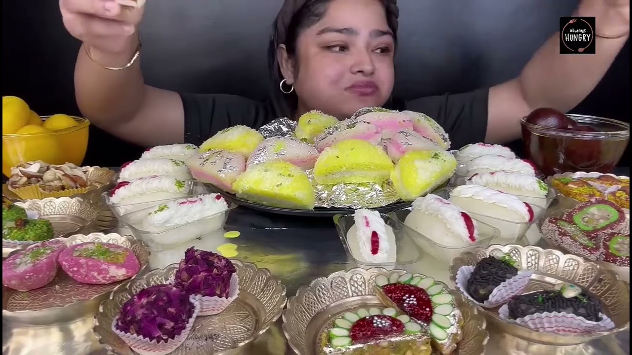 Eating Different Types Of Indian Sweets, Rasgulla, Rasmalai, K heer, Gulab Jamun, Laddu, Raj Bhog🔥🤤