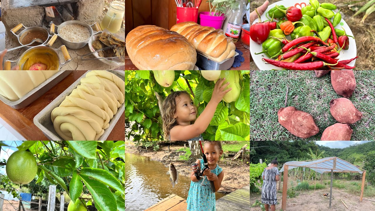VIDA SIMPLES NA ROÇA : PÃO CASEIRO E RECHEADO, FOGÃO A LENHA ACESO E MUITA PAZ 