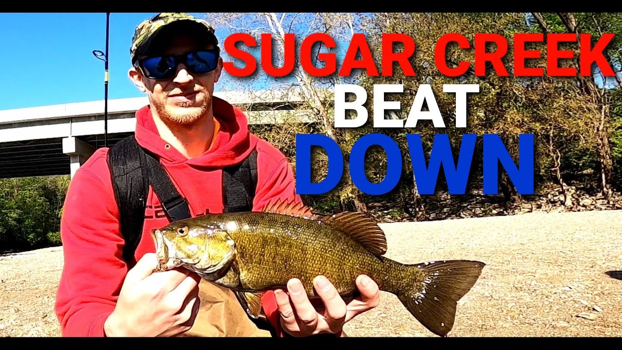 Smallmouth bass fishing Sugar Creek Indiana