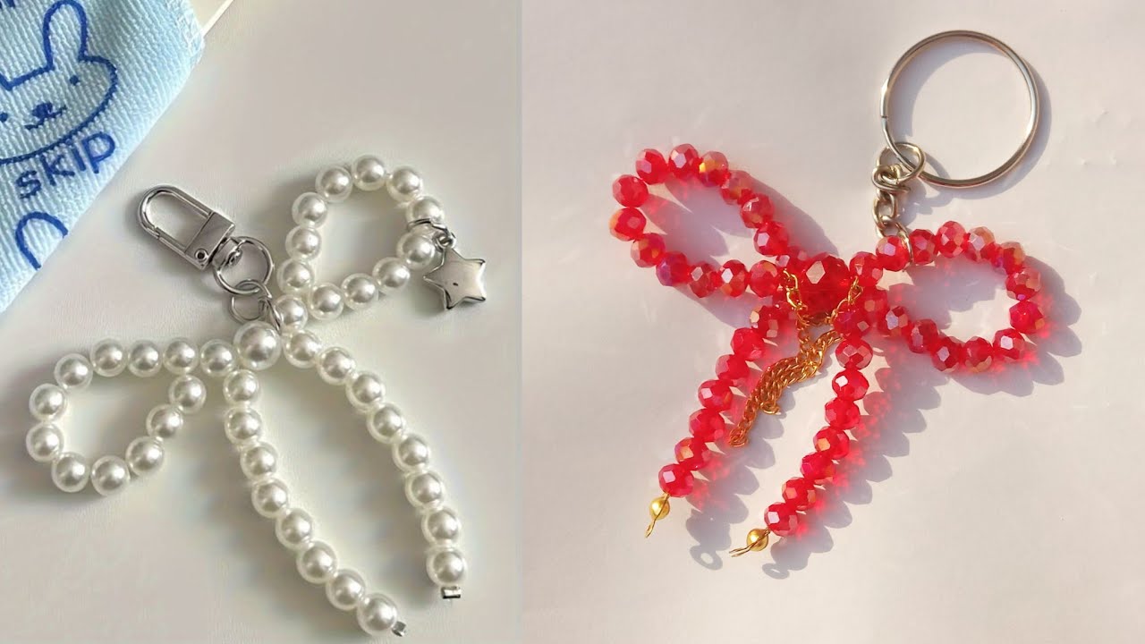 Bow Keychain Making Videos | How To Make Bow Keychain With Beads | Step By Step Tutorial 