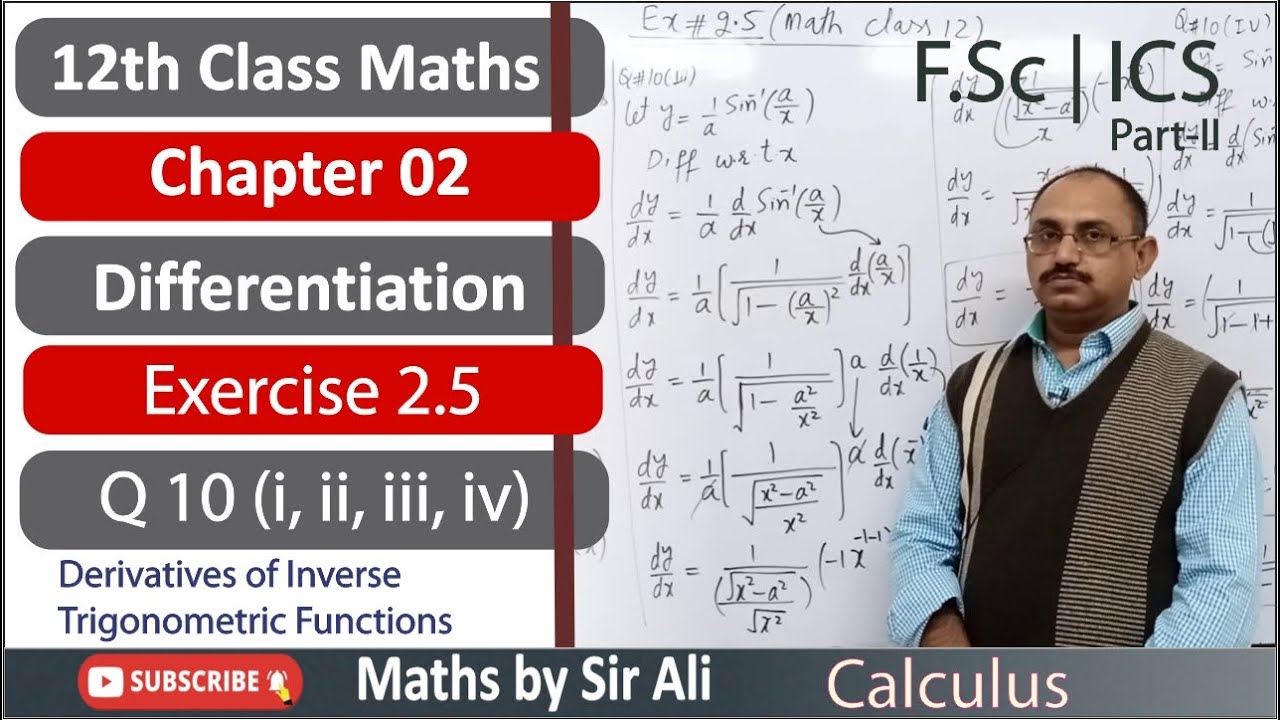 FSc Math Class 12 Ch 2, differentiation Exercise 2.5 Q 10 (i,ii,iii,iv) |PTB