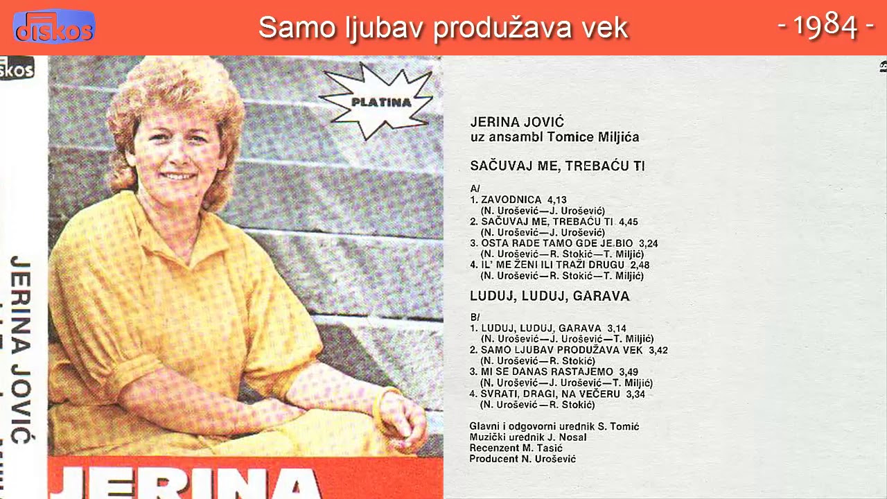 Jerina Jovic - Samo ljubav produzava vek - (Audio 1984)
