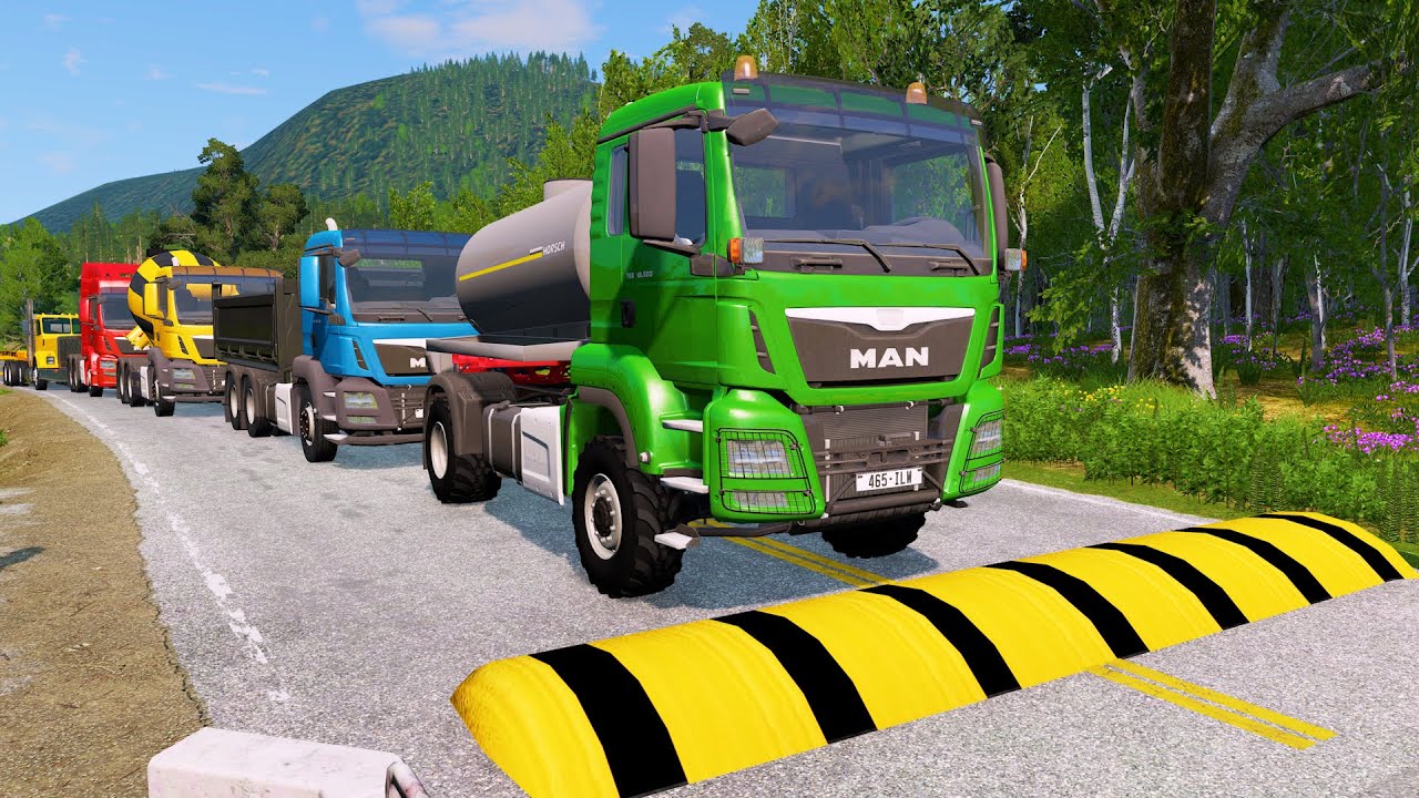 Trucks Car vs Speed bumps | Buses vs Massive Speed bumps BeamNG.Drive #044
