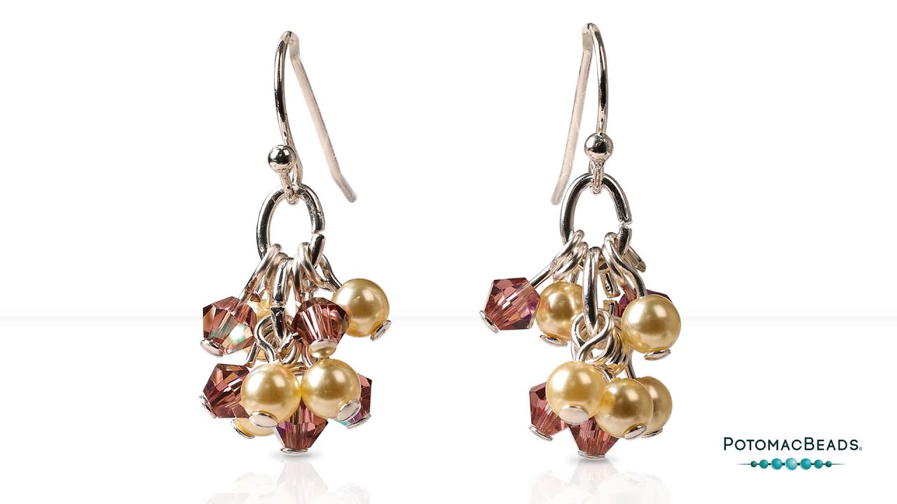 Pearl and Cluster Crystal Earrings - DIY Jewelry Making Tutorial by PotomacBeads