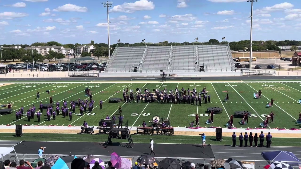 Lockhart high school Roaring Lion Marching Band “upside down” at seguin marching festival 9-23-23