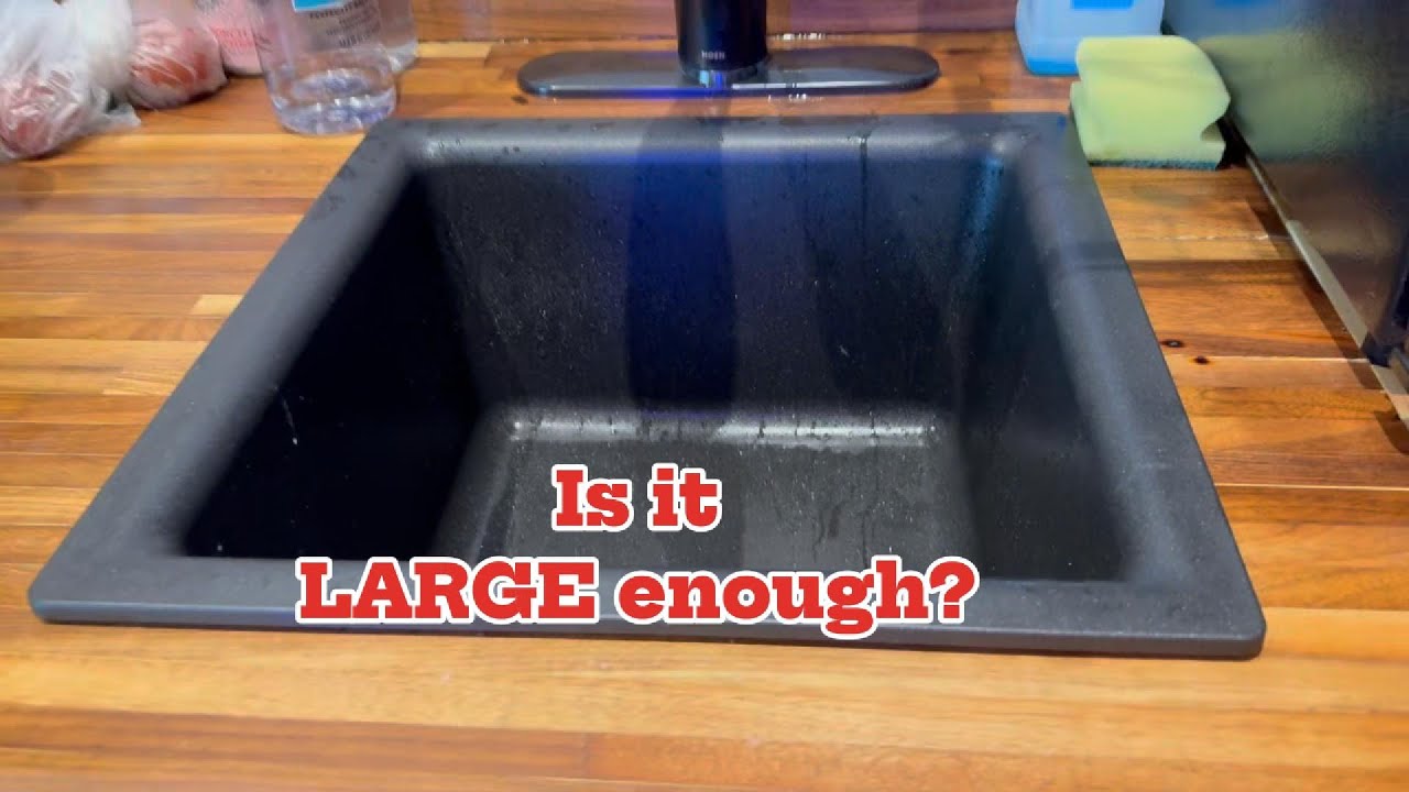 Houzer E-100 MIDNITE Quartztone Granite Series Bar Sink REVIEW in a very small kitchen