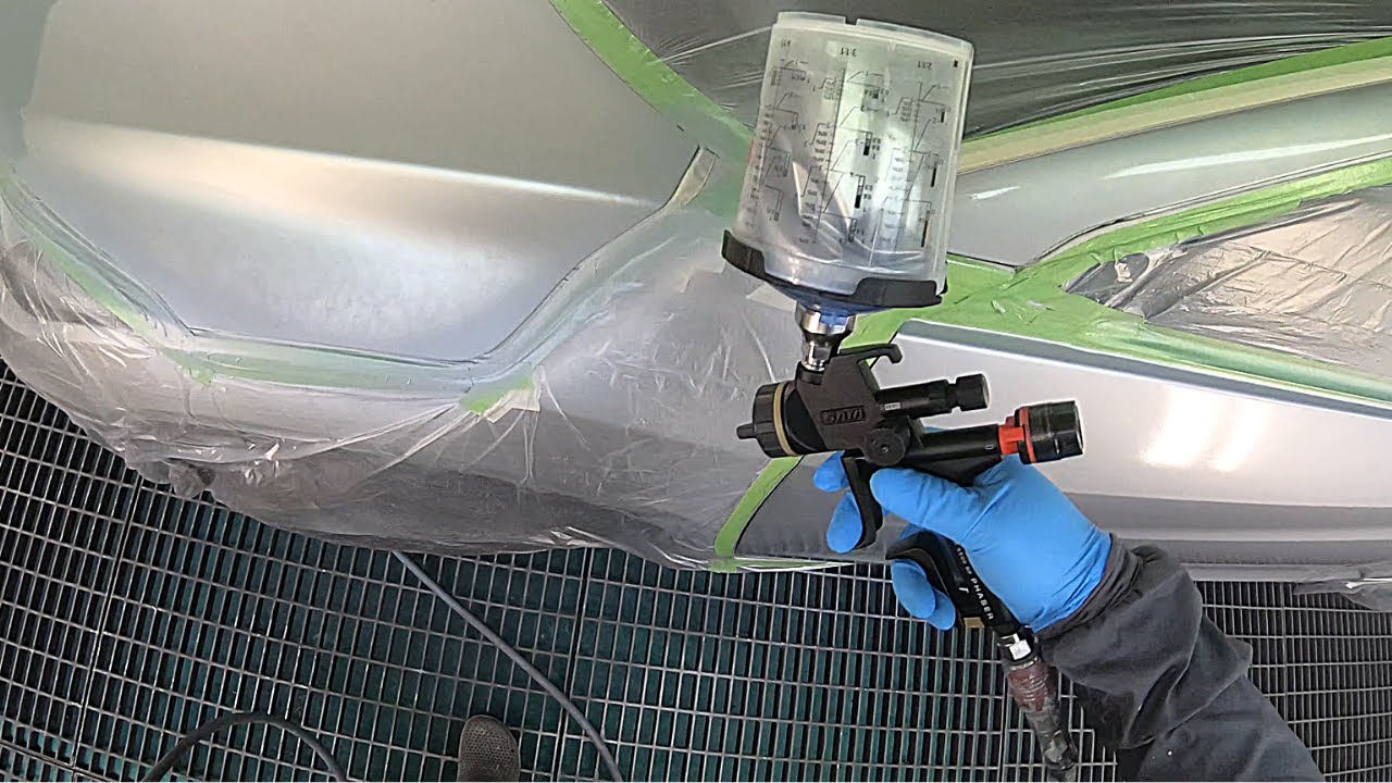 Car painting | Spray gun Sata X5500 1.2 I RP PHASER spraying water base and clear coat