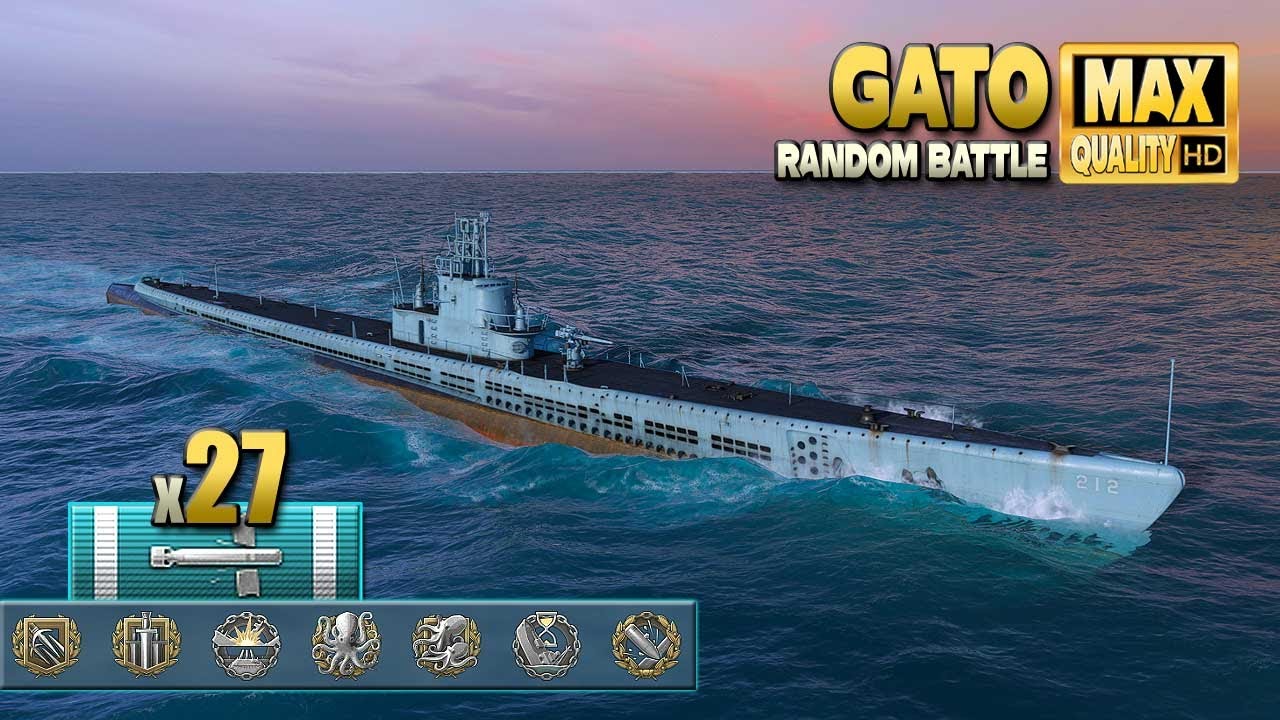 Подводная лодка Gato с огромными 27 торпедными попаданиями - World of Warships