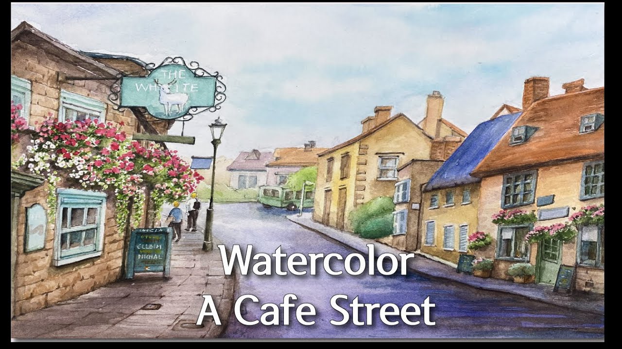 💐How to paint a cafe street in  watercolor painting |Basic watercolor painting #수채화랑 