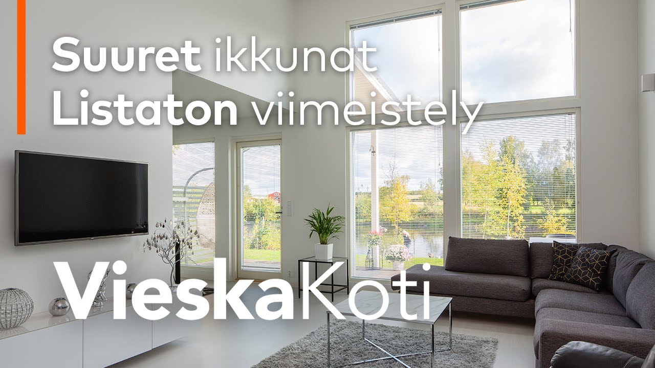 Suuret IKKUNAT ja LISTATON viimeistely - Muuttovalmis talo Vieskakoti taloesittely, Alaveteli