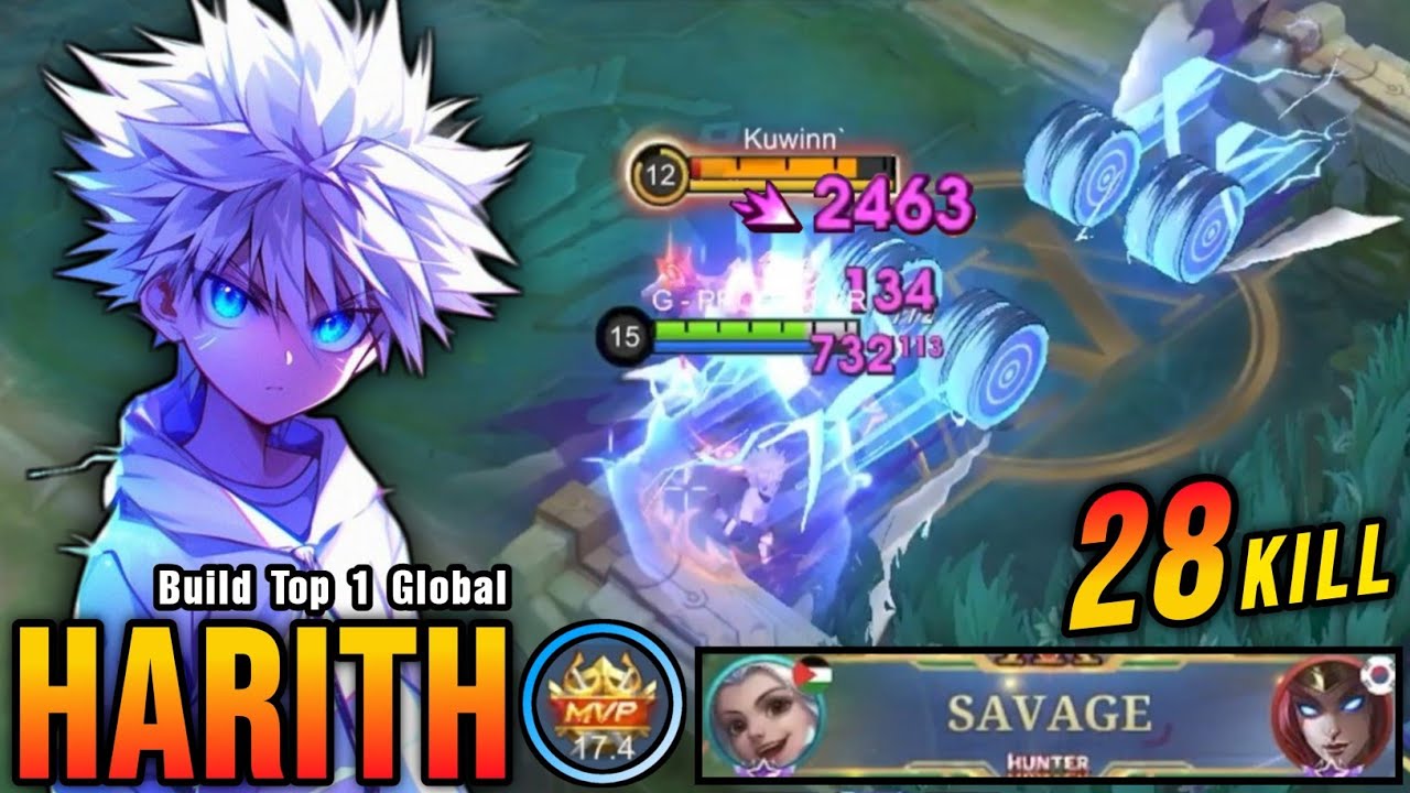 28 Kills + SAVAGE!! Harith Killua with New Gold Lane Build!! - Build Top 1 Global Harith ~ MLBB