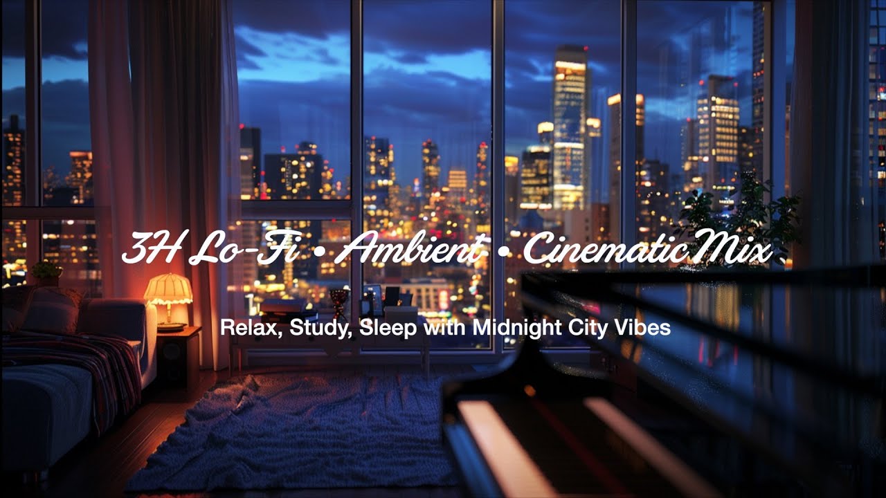3H Lo-Fi • Ambient • Cinematic Mix 🎶 | Relax, Study, Sleep with Midnight City View