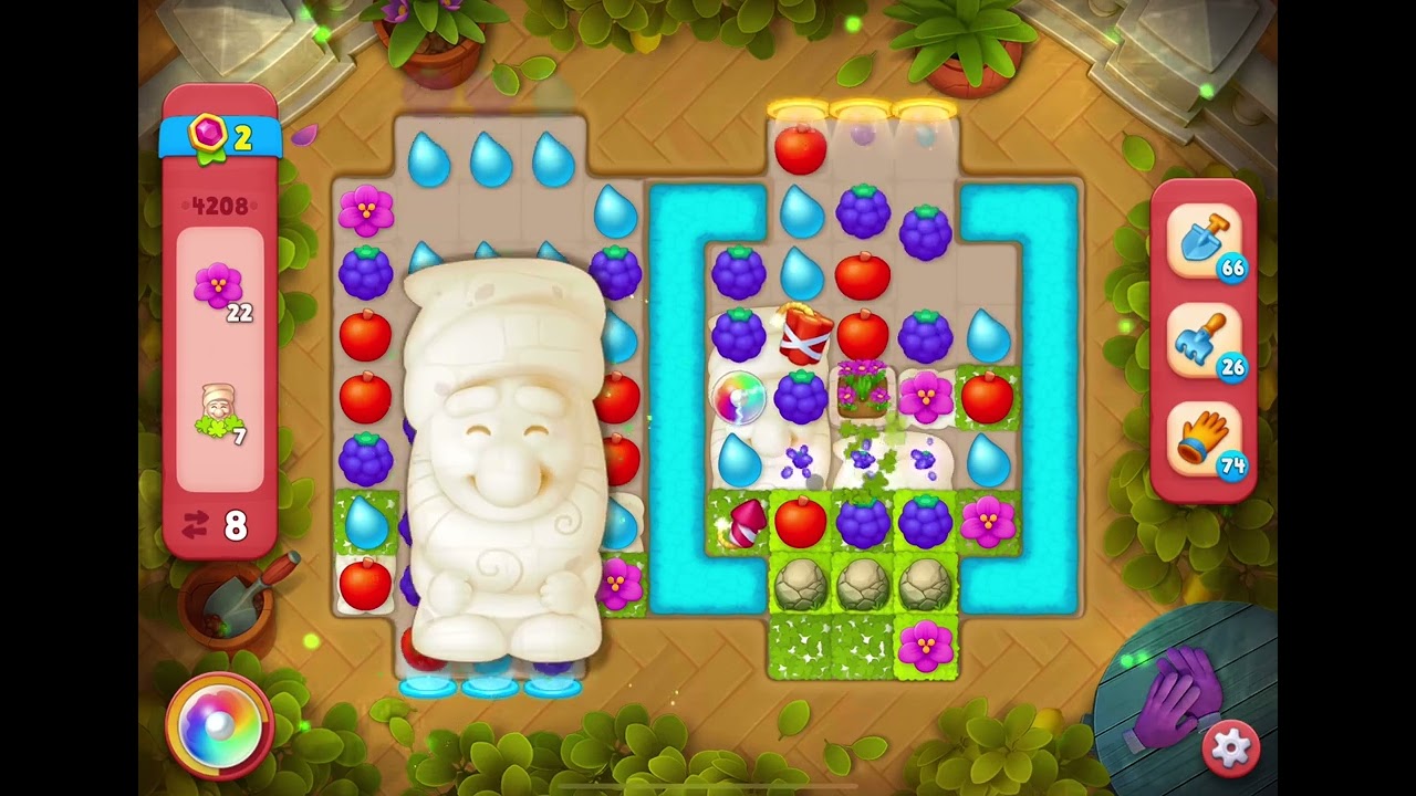 GardenScapes Level 4208 no boosters (17 moves)