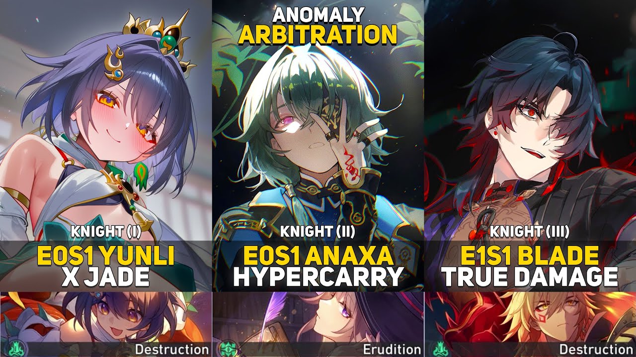 Knight 1-3 | E0 Yunli x Jade & E0 Anaxa & E1 Blade True DMG | Anomaly Arbitration | Honkai Star Rail