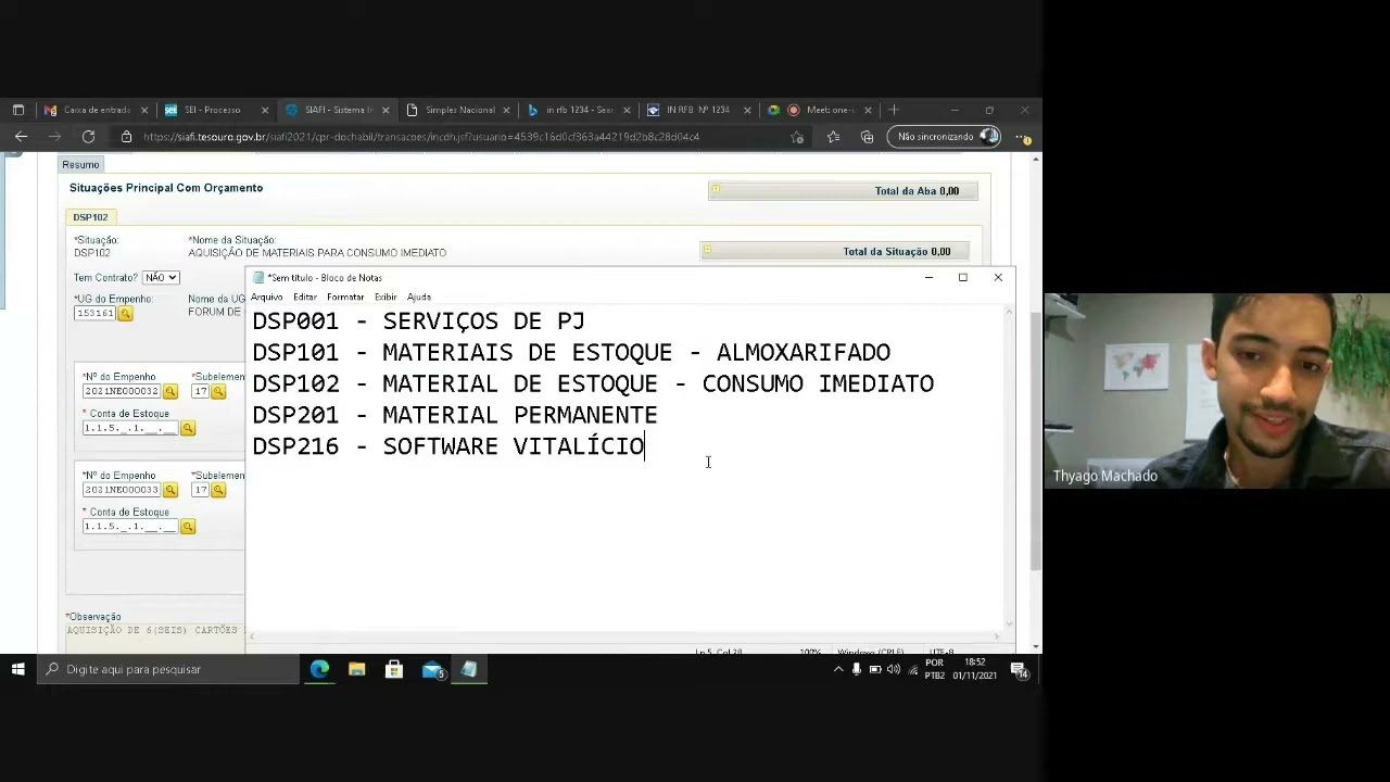 Apropriação de Nota Fiscal (Simples Nacional) - SIAFI Web (Vídeo antigo)