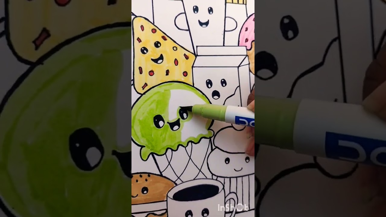 Easy food doodle art colouring 🎨❤️ #part2 #doodle #doodleart #colors #doms #brushpen #pastel #foods