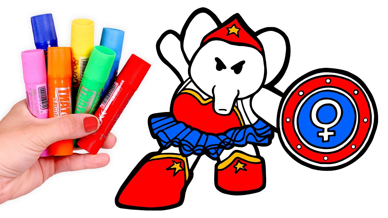 Dibuja y Colorea a ELLY de La Mujer Maravilla 🐘⭐️♀️ Dibujos para niños