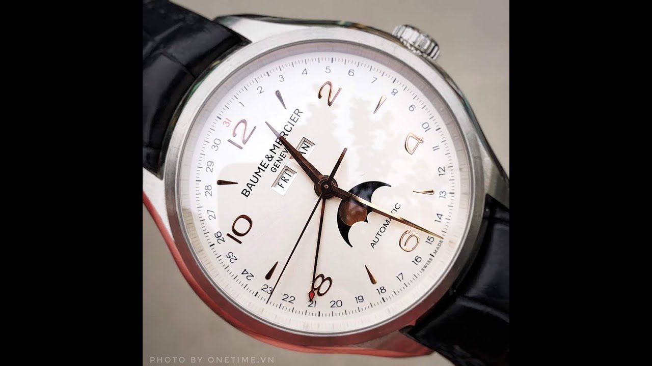 Review Baume & Mercier Clifton Moonphase Alligator Leather 10055